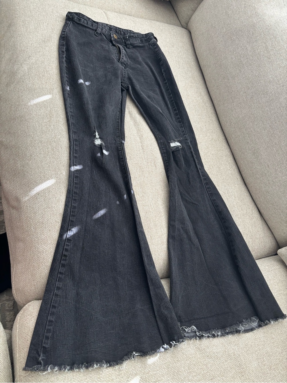 Black Flared Distressed Women's Jeans